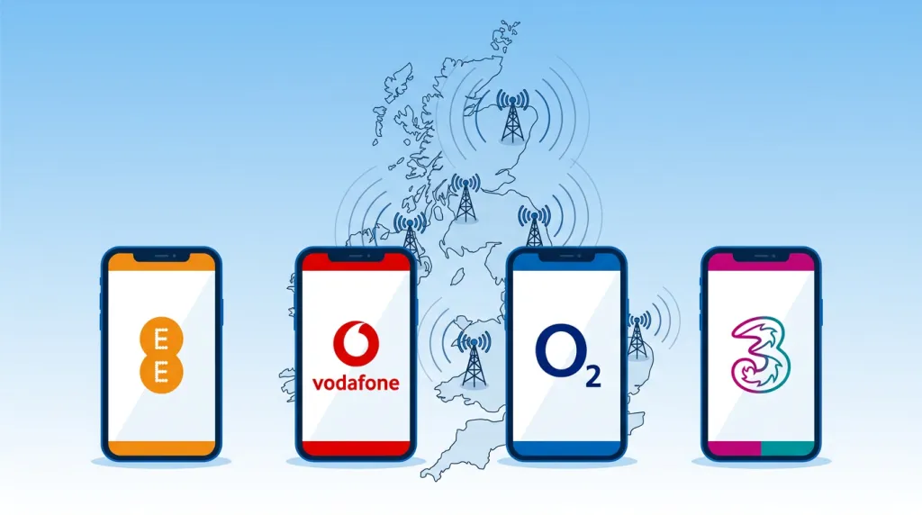Best mobile network UK 2026 — 5G coverage and speed comparison across EE, Vodafone, O2 and Three