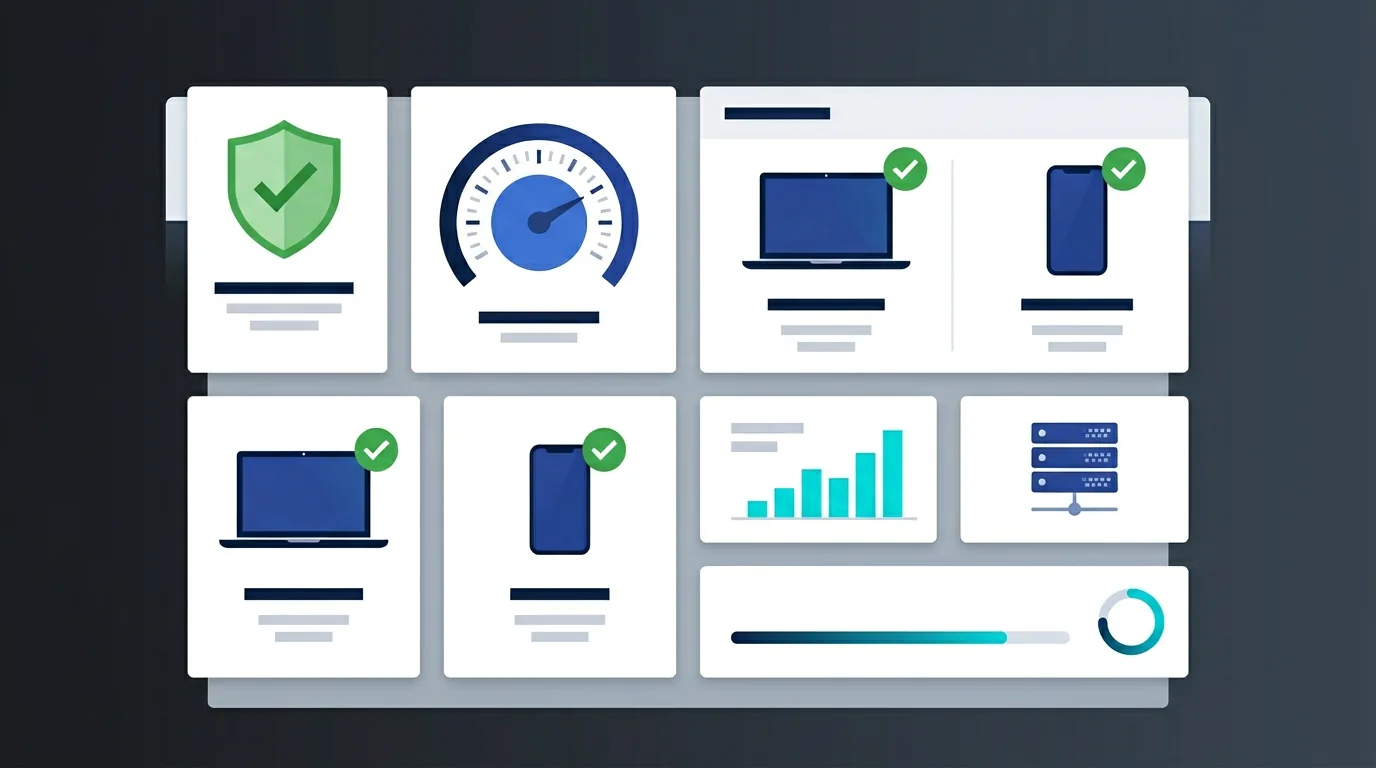 Managed Cyber Essentials Plus compliance dashboard showing endpoint scan status and audit readiness