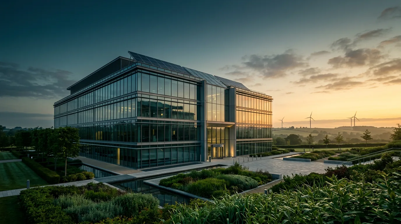 UK business electricity meter and modern office building 2026