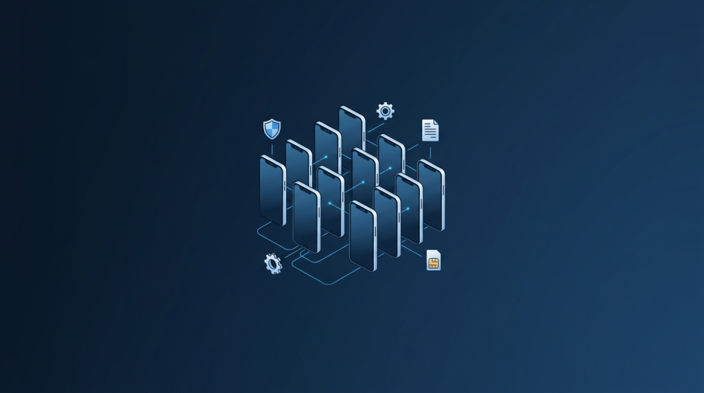 Managed mobile services UK 2026 — fleet of business smartphones with MDM security, SIM management and centralised billing