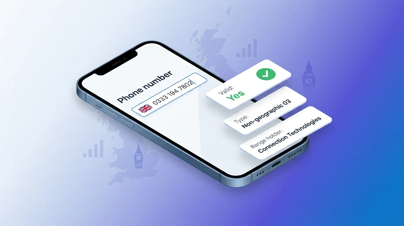 UK phone number checker tool — validate, identify number type, find range holder