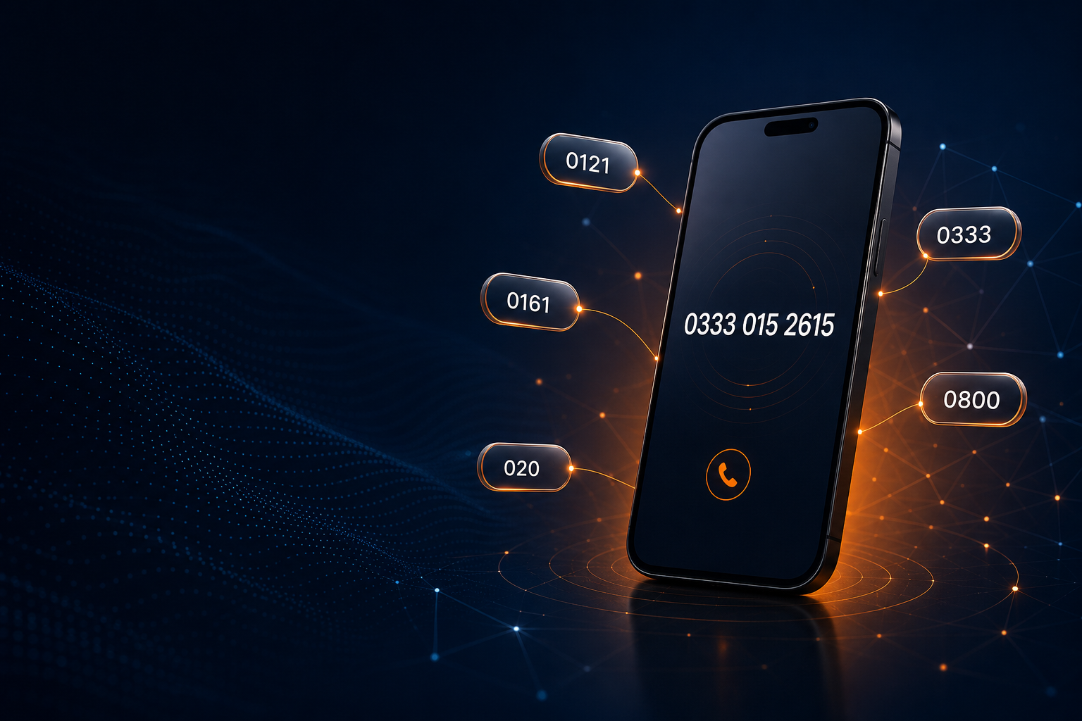 UK business virtual phone numbers — 0121, 0161, 020, 0333, 0800 area codes routed to mobile, landline or VoIP